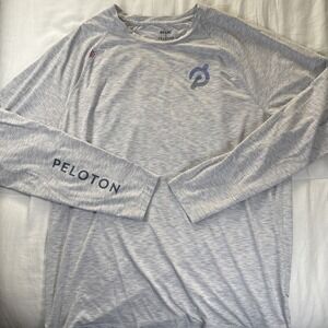 Rhone Peloton Shirt Men Large Grey Performance Stretch Crew Neck Long‎ Sleeve